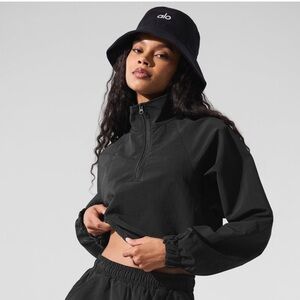 ALO Yoga Black 1/4 Zip Cropped Pullover